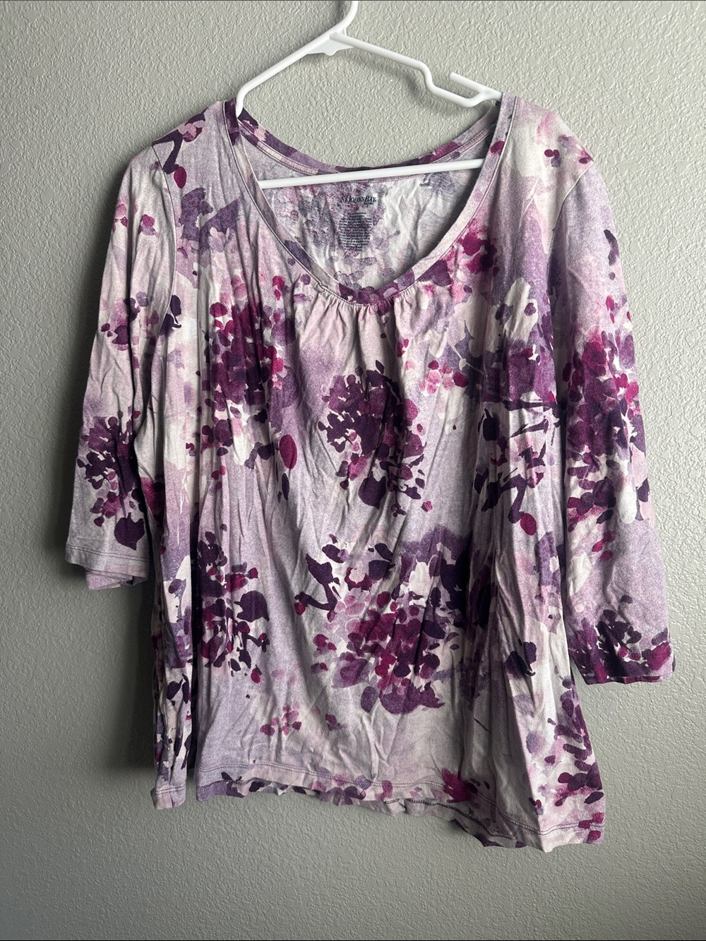St. John's Bay Lavender and Purple Floral Scoop Neck Tee